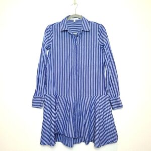 Derek Lam 10 Crosby Striped Blue Fit and Flare Long Sleeve Mini Dress Size 4